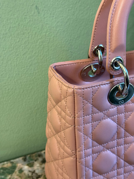 DIOR PINK CANNAGE MEDIUM LADY DIOR HANDBAG