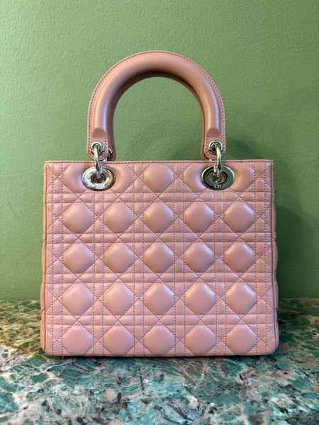 DIOR PINK CANNAGE MEDIUM LADY DIOR HANDBAG