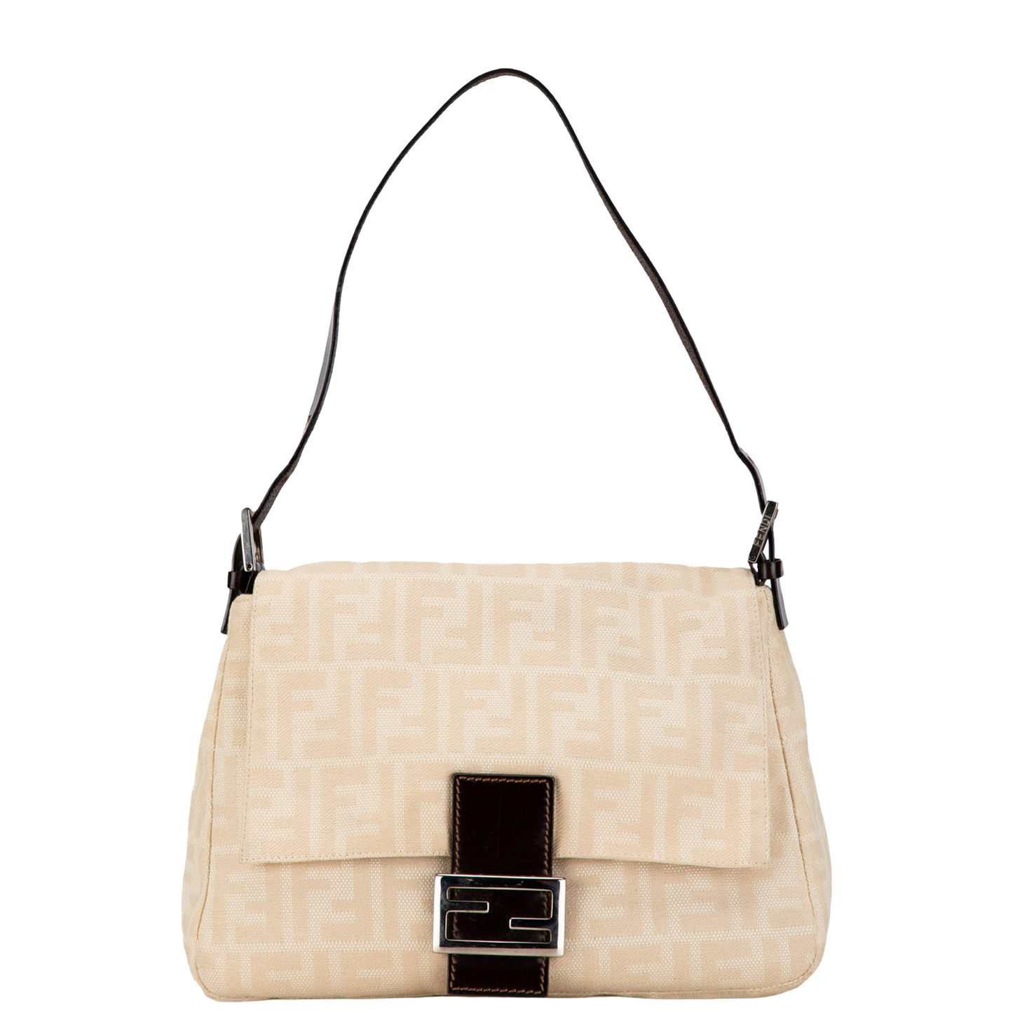 FEBDI CREAM ZUCCA MAMA BAGUETTE SHOULDER BAG