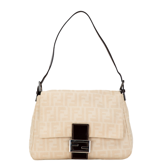 FEBDI CREAM ZUCCA MAMA BAGUETTE SHOULDER BAG