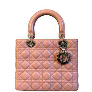 DIOR PINK CANNAGE MEDIUM LADY DIOR HANDBAG