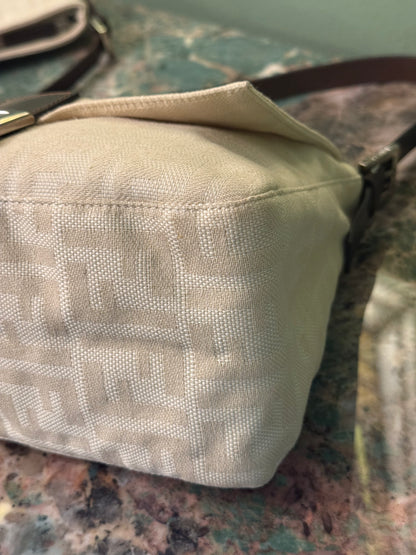 FEBDI CREAM ZUCCA MAMA BAGUETTE SHOULDER BAG