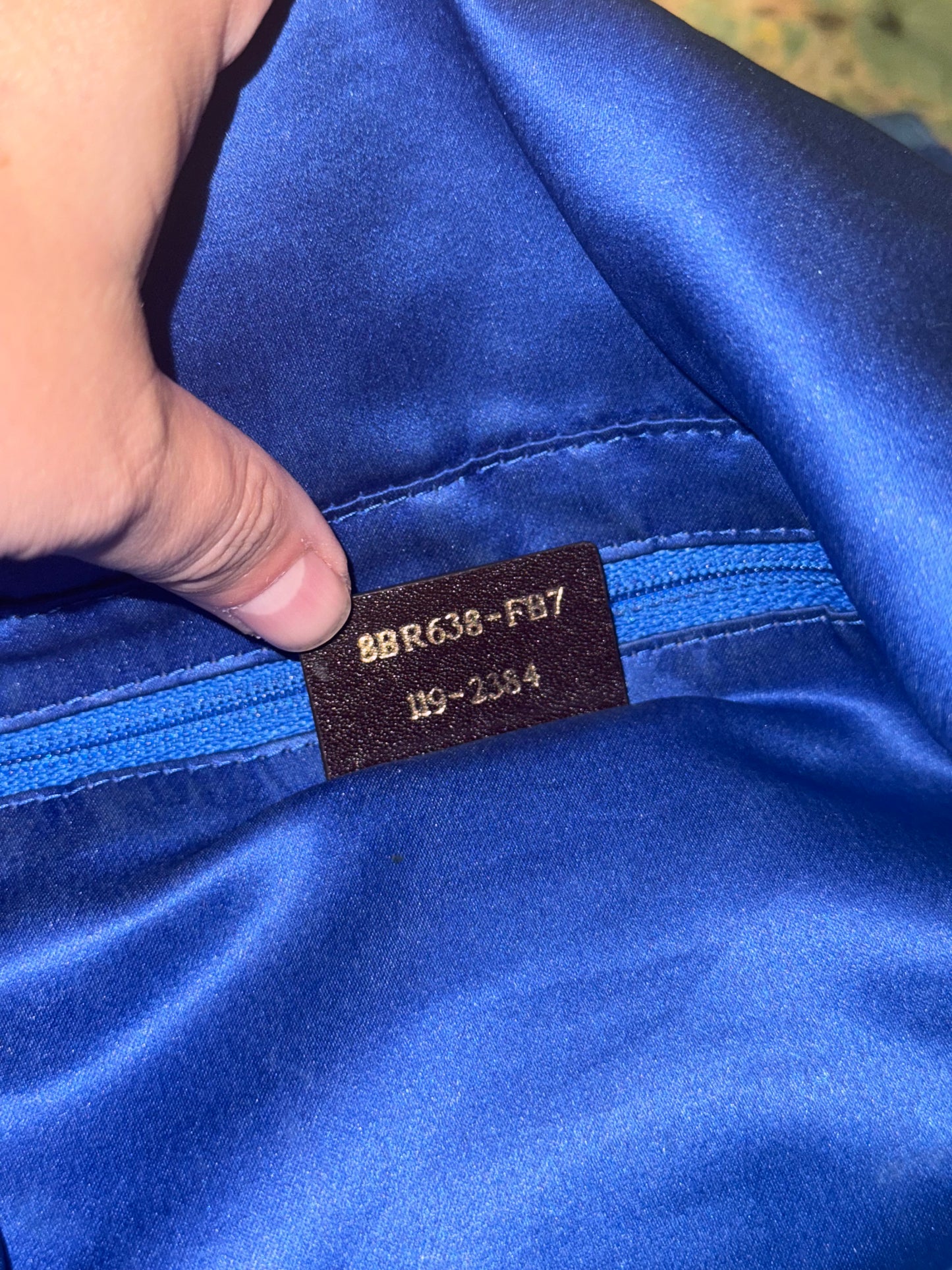 FENDI BLUE LEATHER LARGE MAMA BAGUETTE SHOULDER BAG