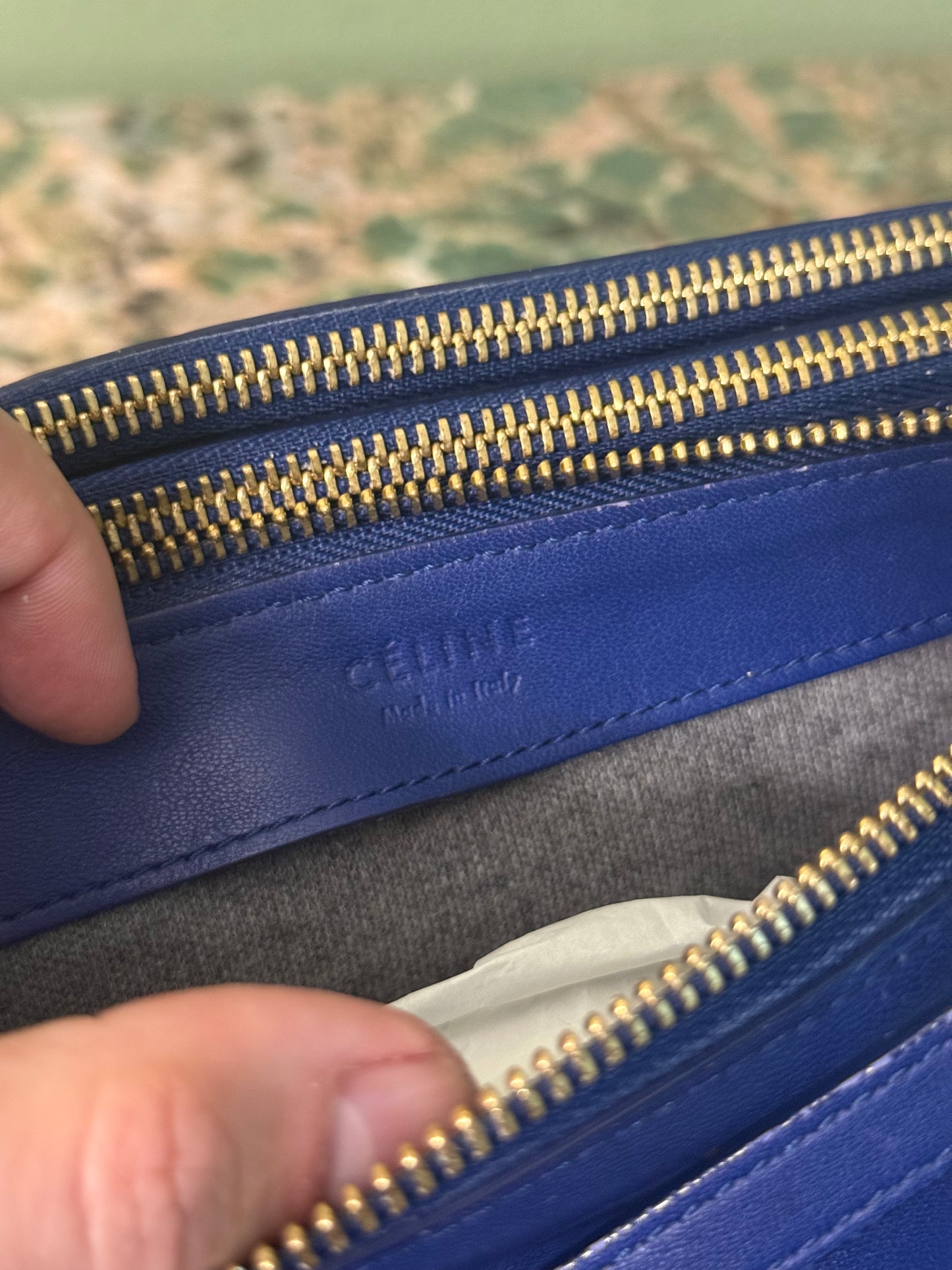 CELINE BLUE SMALL TRIO CROSSBODY BAG