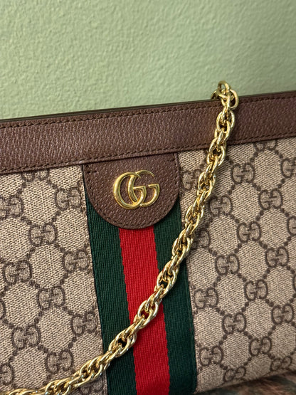 GUCCI GG SUPREME OPHIDIA CHAIN POCHETTE