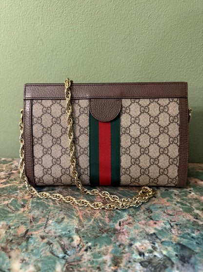 GUCCI GG SUPREME OPHIDIA CHAIN POCHETTE