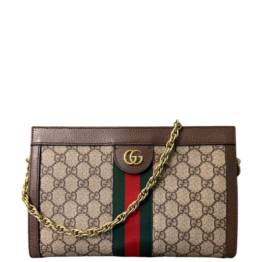 GUCCI GG SUPREME OPHIDIA CHAIN POCHETTE