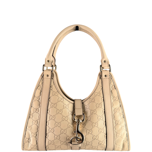 GUCCI CREAM GUCCISSIMA JACKIE BARDOT SHOULDER BAG