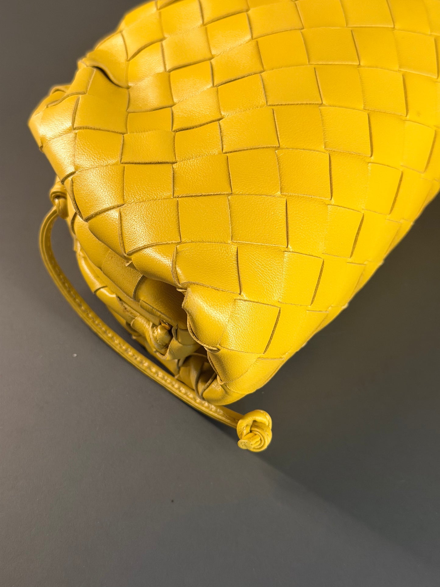 BOTTEGA VENETA MUSTARD YELLOW MINI POUCH CROSSBODY BAG