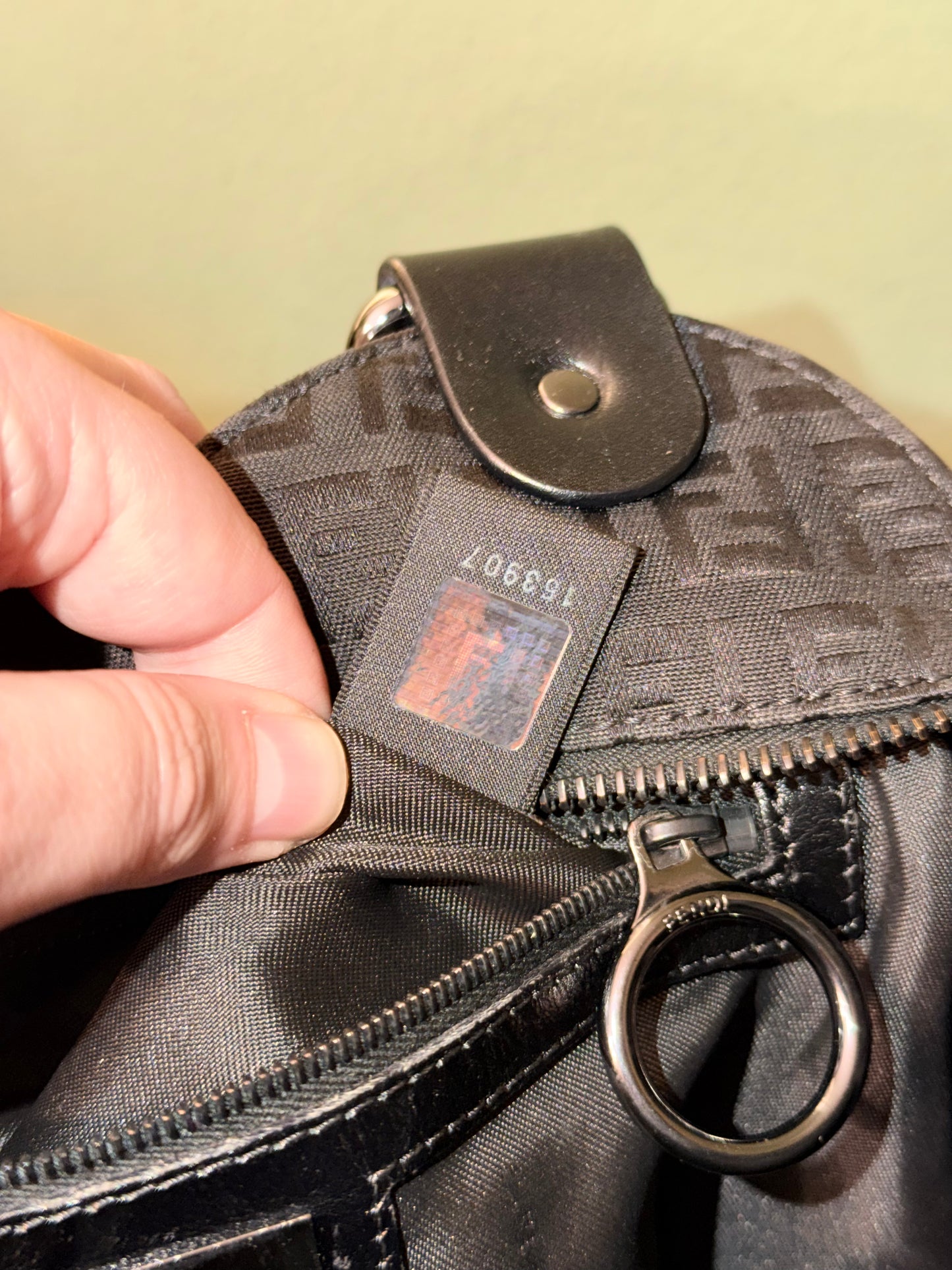 FENDI BLACK ZUCCHINO DEVIL TRAPEZOIDAL HANDBAG