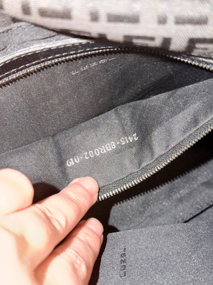 FENDI BLACK ZUCCHINO DOUBLE FLAP SHOULDER BAG