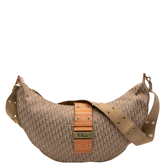 DIOR BEIGE OBLIQUE HALF MOON STREET CHIC CROSSBODY BAG