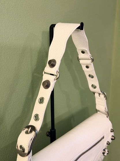 BALENCIAGA WHITE LE CAGOLE SLING SHOULDER BAG
