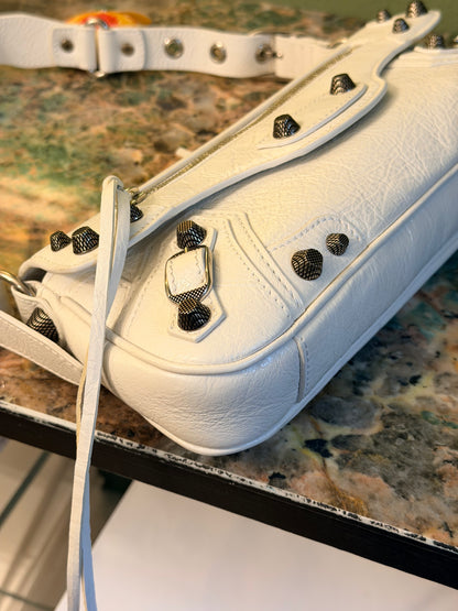 BALENCIAGA WHITE LE CAGOLE SLING SHOULDER BAG
