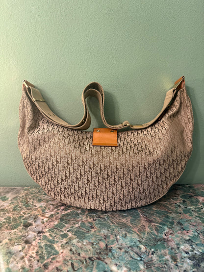 DIOR BEIGE OBLIQUE HALF MOON STREET CHIC CROSSBODY BAG