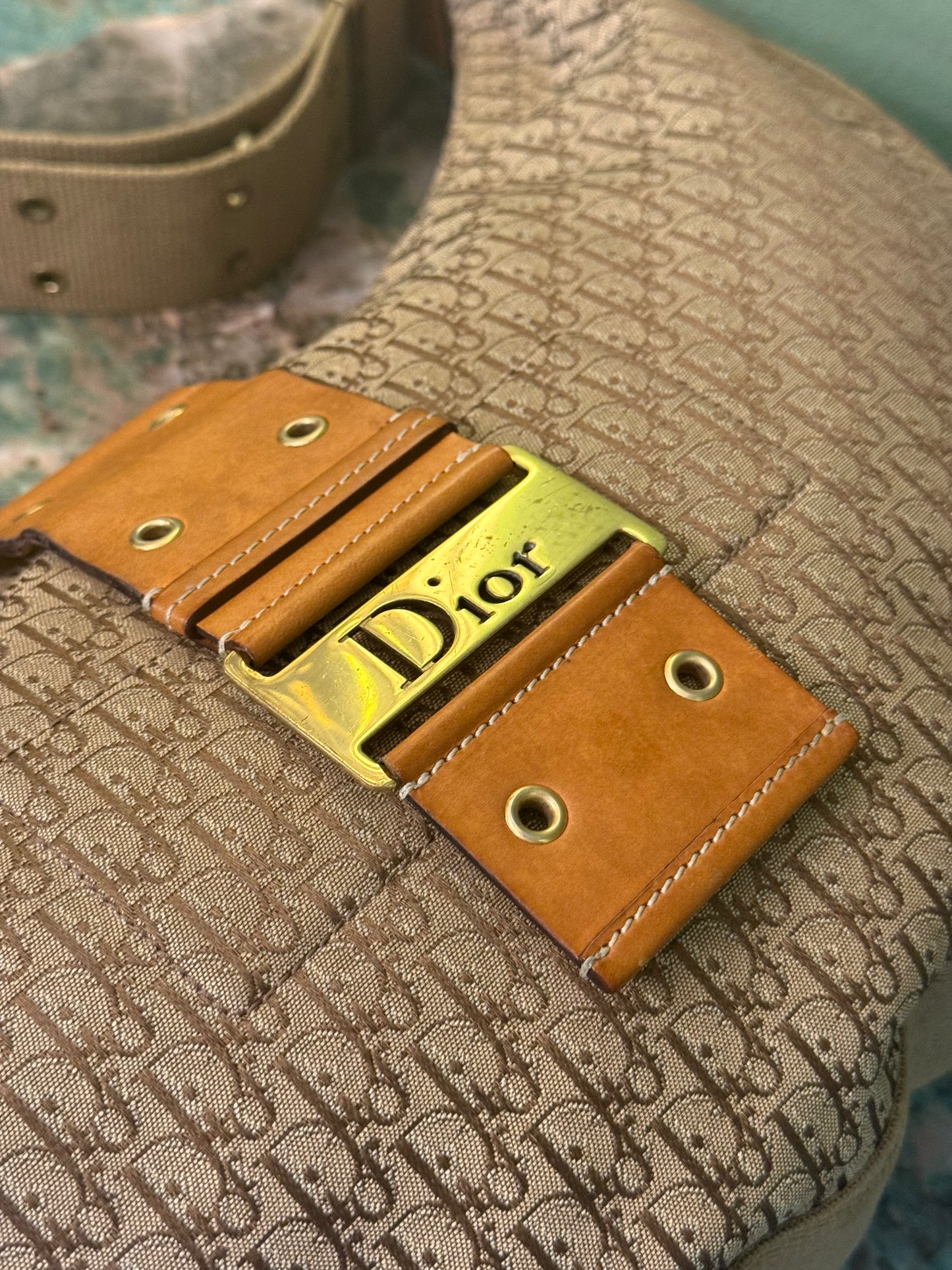 DIOR BEIGE OBLIQUE HALF MOON STREET CHIC CROSSBODY BAG