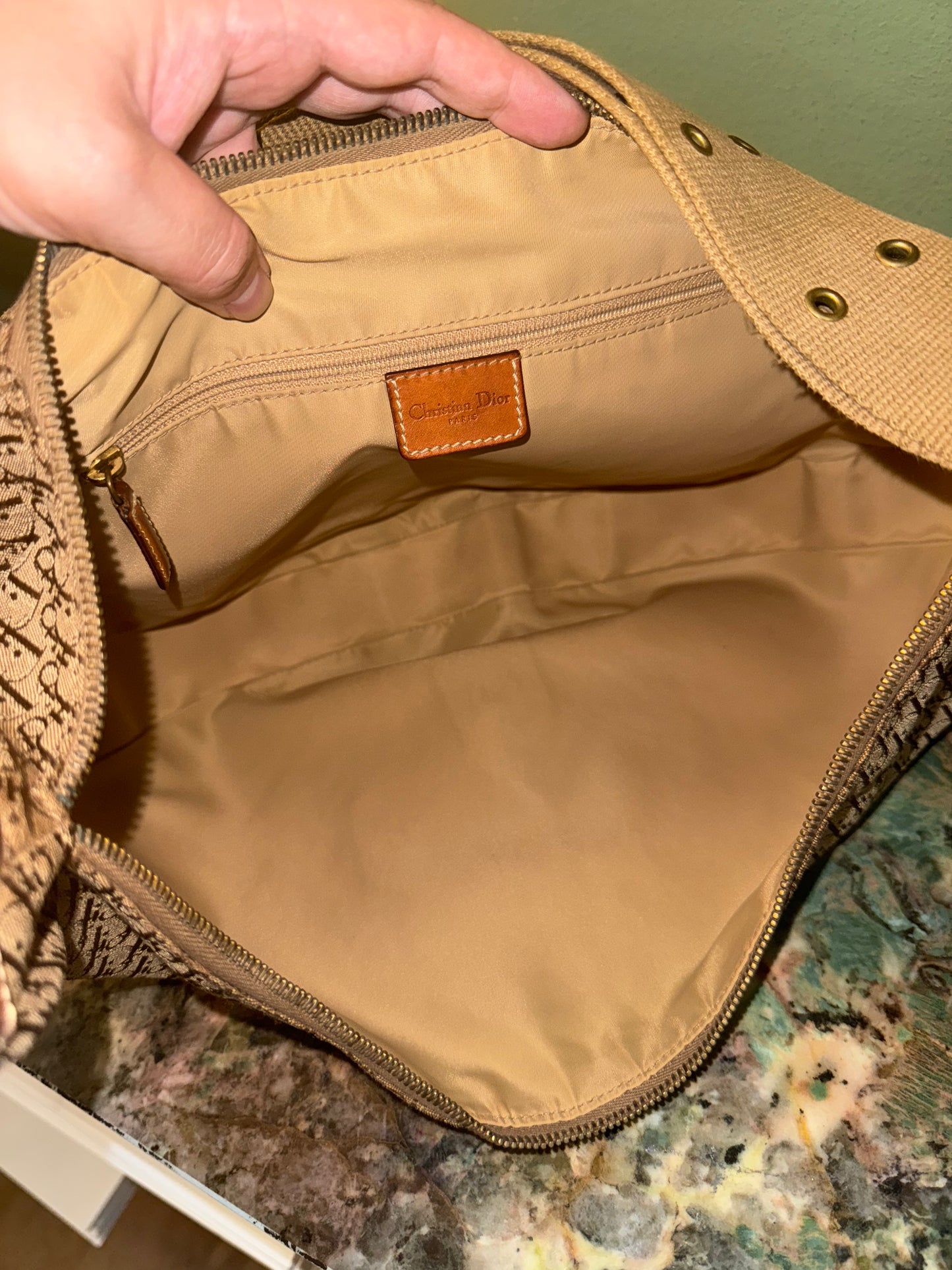 DIOR BEIGE OBLIQUE HALF MOON STREET CHIC CROSSBODY BAG