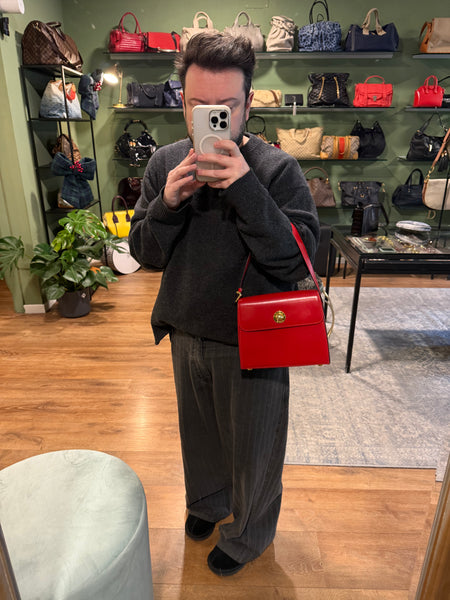 CELINE RED BOX VINTAGE SHOULDER BAG