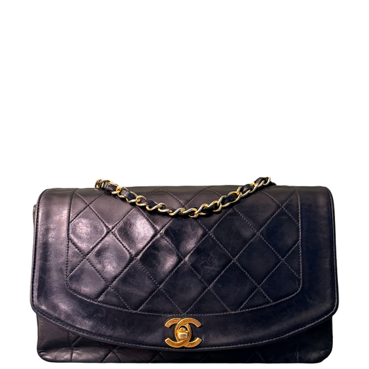 CHANEL DARK NAVY LAMBSKIN MEDIUM DIANA CROSSBODY BAG
