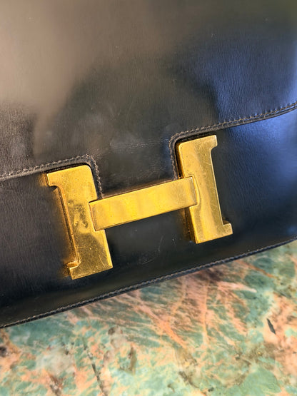 HERMÈS BLACK BOX CALF CONSTANCE 23 SHOULDER BAG