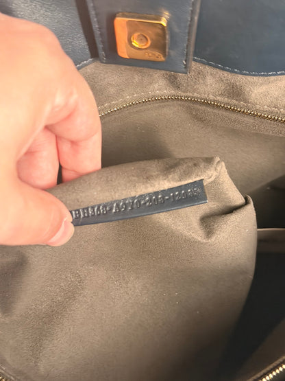 FENDI NAVY BLUE TWIN TOTE HANDBAG
