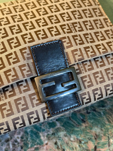 FENDI BROWN ZUCCHINO MAMA BAGUETTE SHOULDER BAG