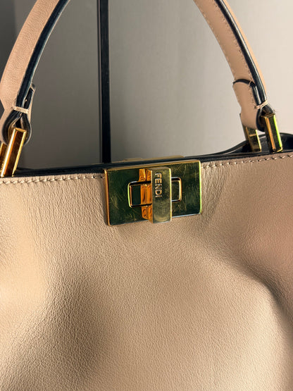 FENDI TAUPE SMALL PEEKABOO ESSENTIALLY HANDBAG