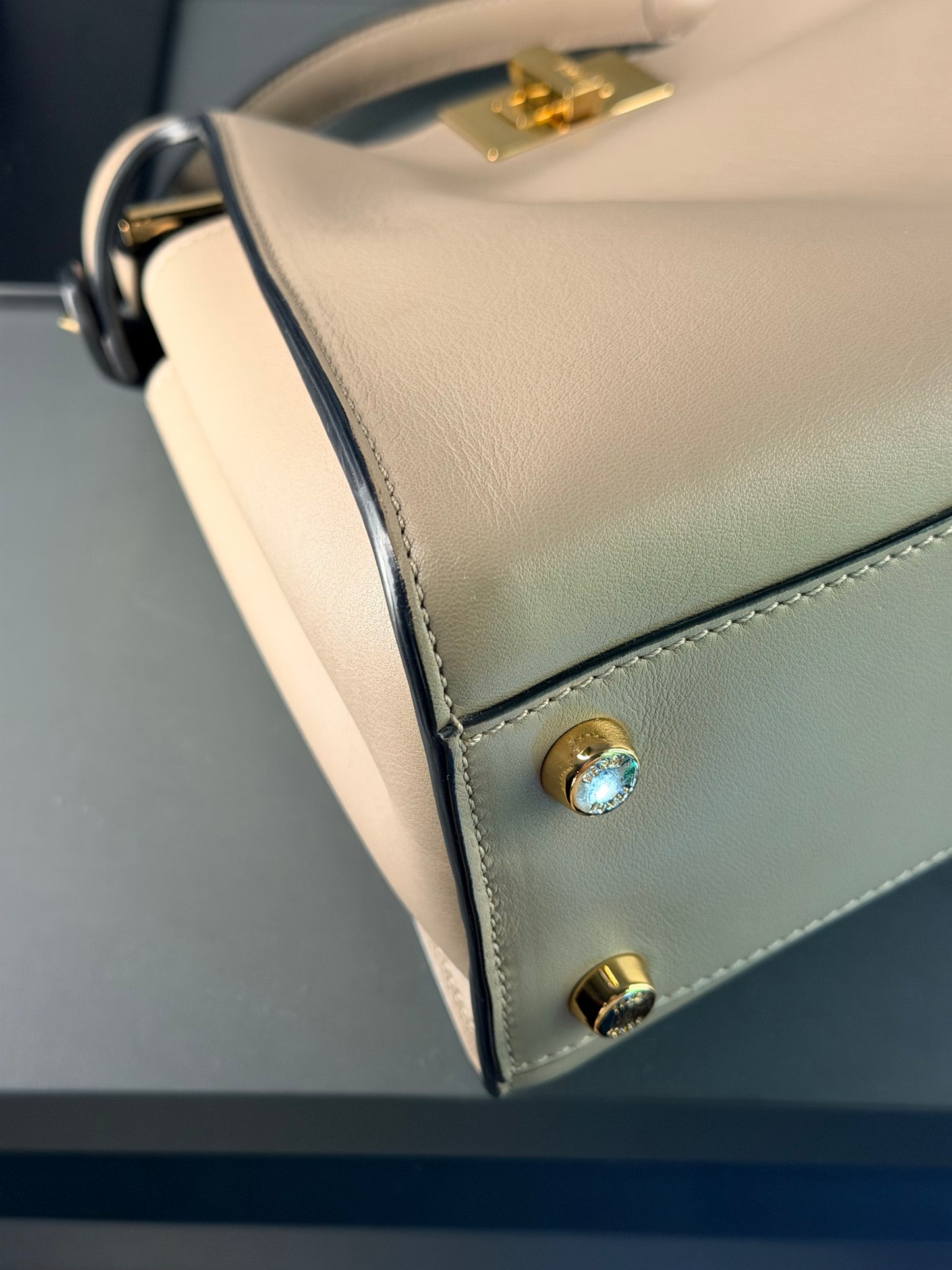 FENDI TAUPE SMALL PEEKABOO ESSENTIALLY HANDBAG