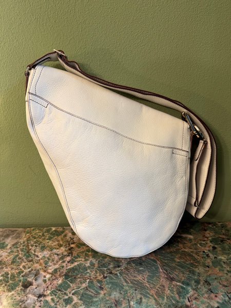 DIOR WHITE BAUDRIER LARGE SADDLE SHOULDER BAG