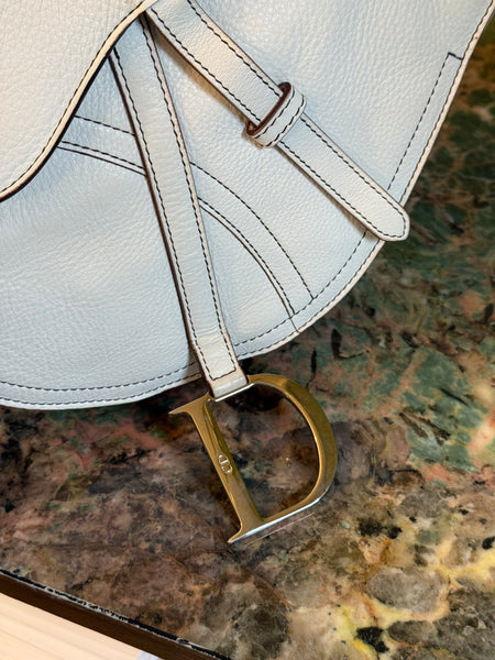 DIOR WHITE BAUDRIER LARGE SADDLE SHOULDER BAG