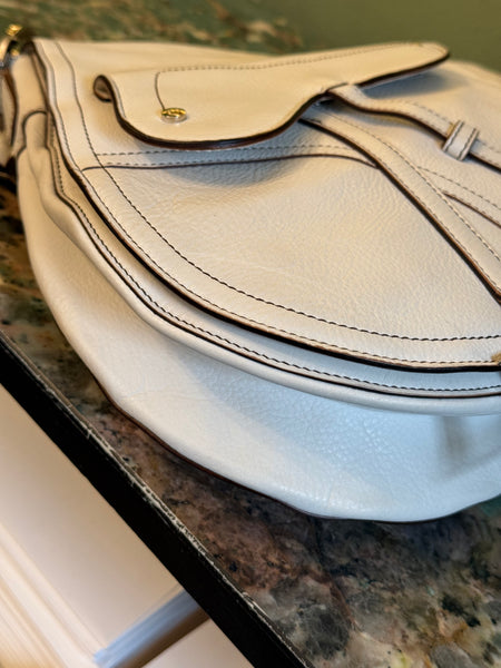 DIOR WHITE BAUDRIER LARGE SADDLE SHOULDER BAG