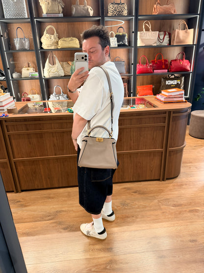 FENDI TAUPE SMALL PEEKABOO ESSENTIALLY HANDBAG