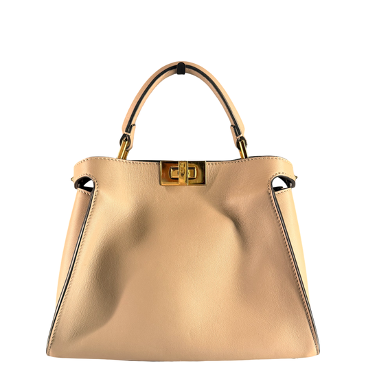 FENDI TAUPE SMALL PEEKABOO ESSENTIALLY HANDBAG