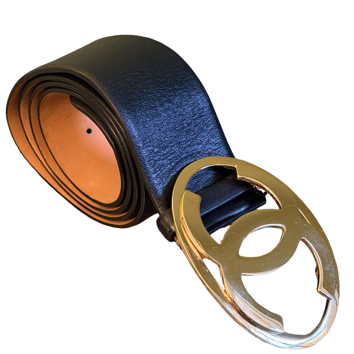 CHANEL BLACK LARGE CC BELT