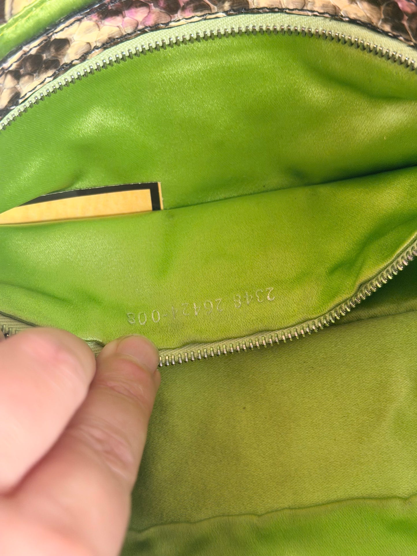 FENDI MULTICOLOR PYTON MIRROR BAGUETTE SHOULDER BAG