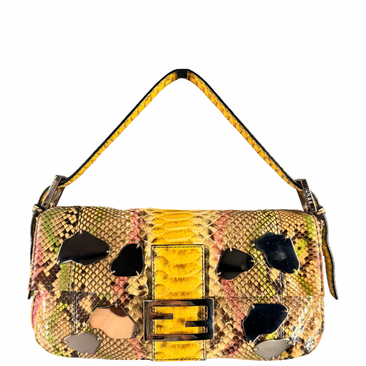 FENDI MULTICOLOR PYTON MIRROR BAGUETTE SHOULDER BAG