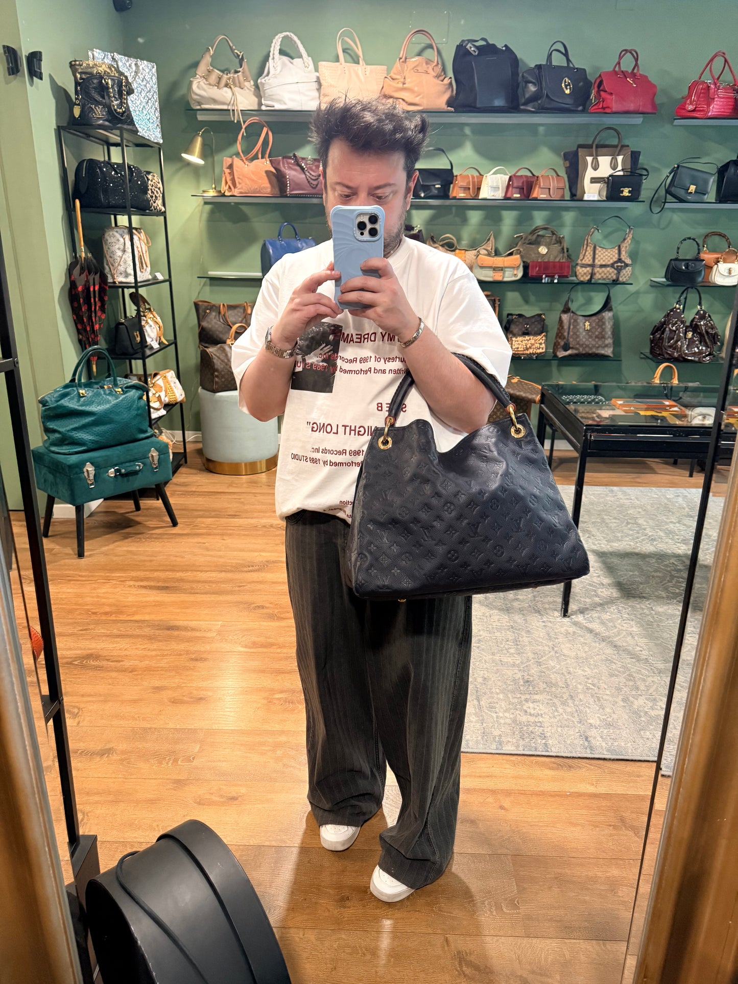 LOUIS VUITTON NAVY MONOGRAM EMPREINTE ARTSY SHOULDER BAG