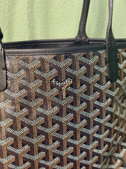 GOYARD BLACK GOYARDINE MINI ANJOU HANDBAG