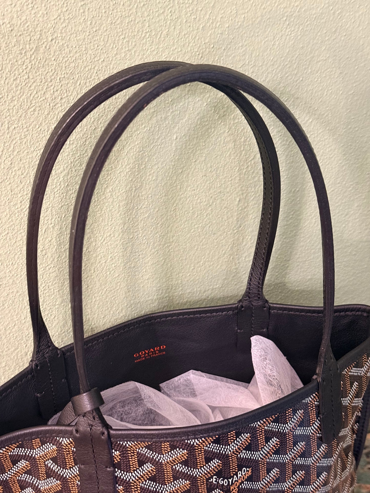 GOYARD BLACK GOYARDINE MINI ANJOU HANDBAG