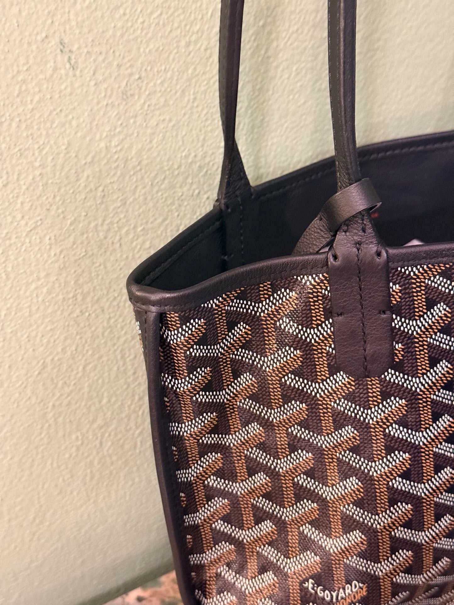 GOYARD BLACK GOYARDINE MINI ANJOU HANDBAG