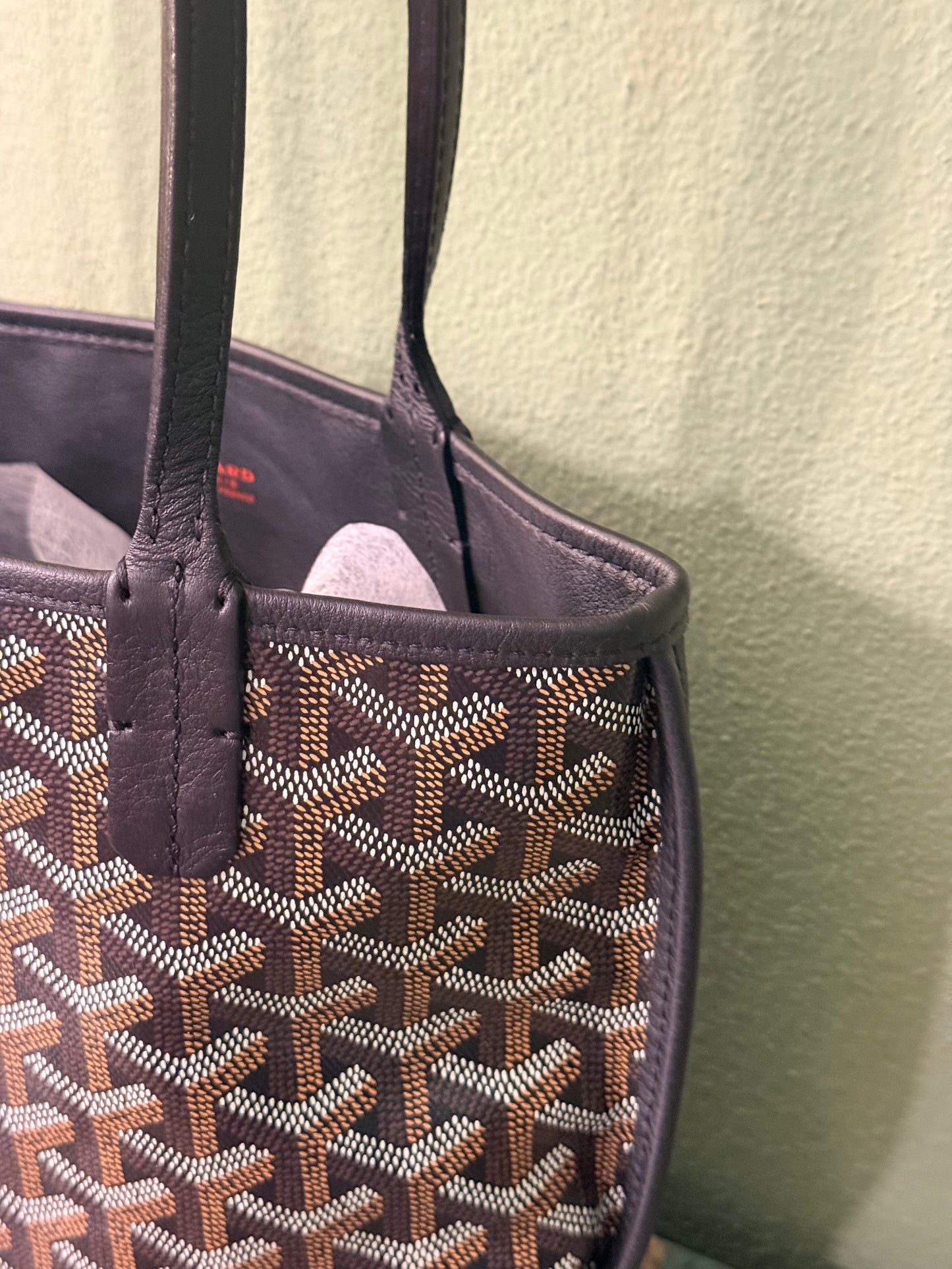 GOYARD BLACK GOYARDINE MINI ANJOU HANDBAG