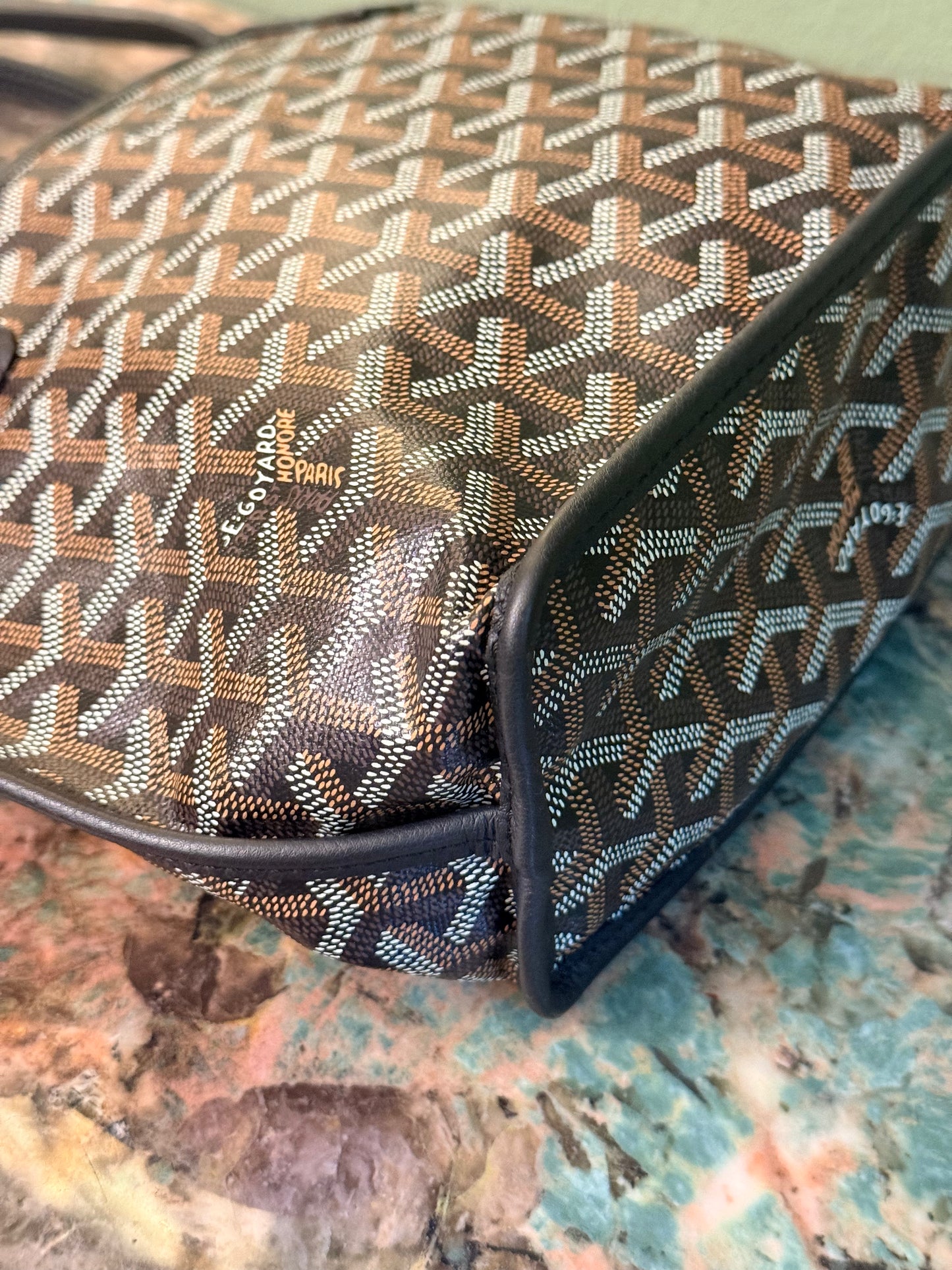 GOYARD BLACK GOYARDINE MINI ANJOU HANDBAG
