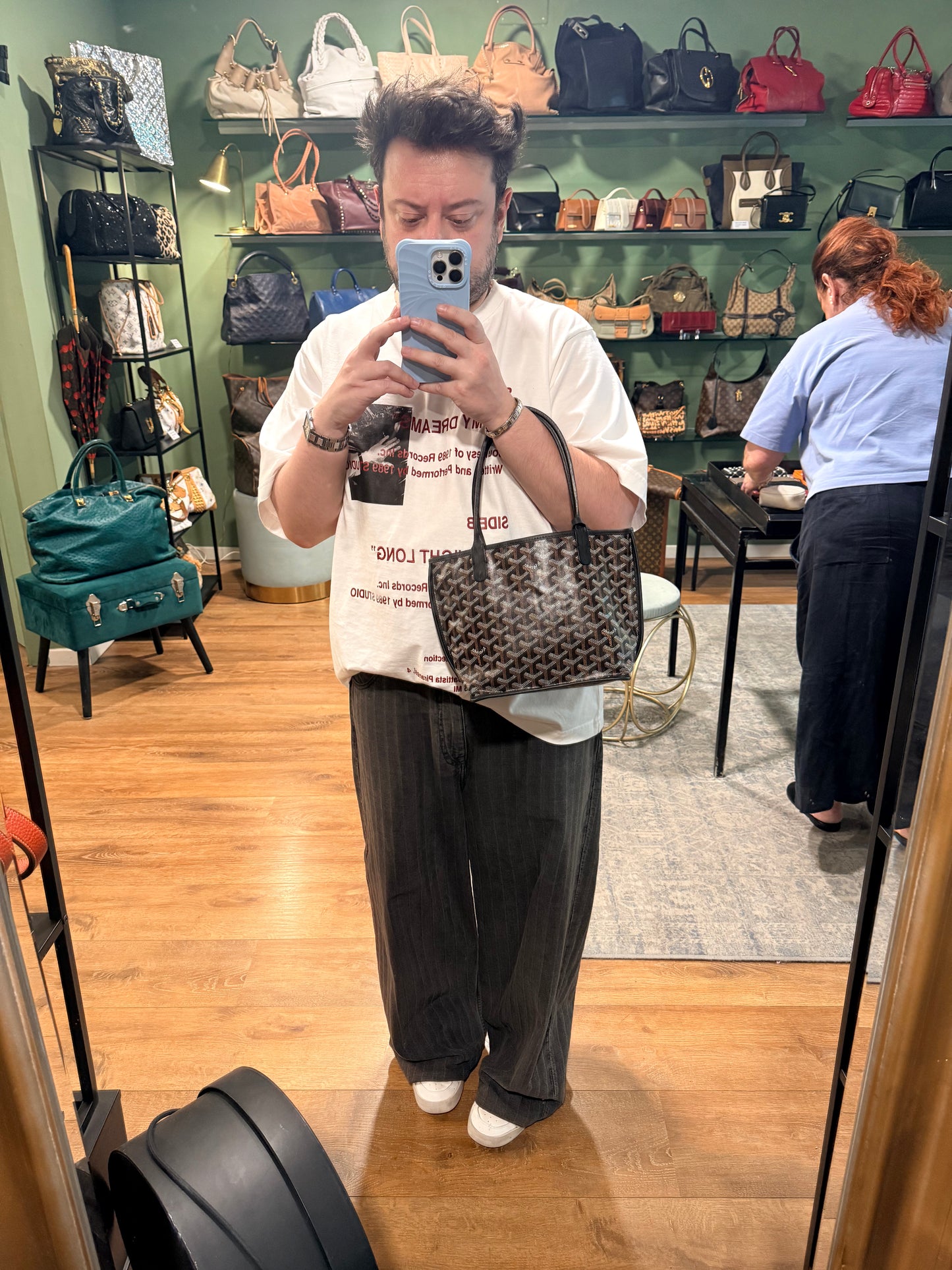 GOYARD BLACK GOYARDINE MINI ANJOU HANDBAG