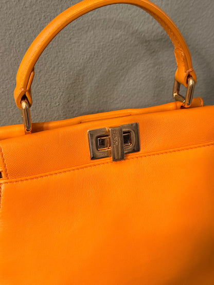 FENDI ORANGE SMALL PEEKABOO HANDBAG