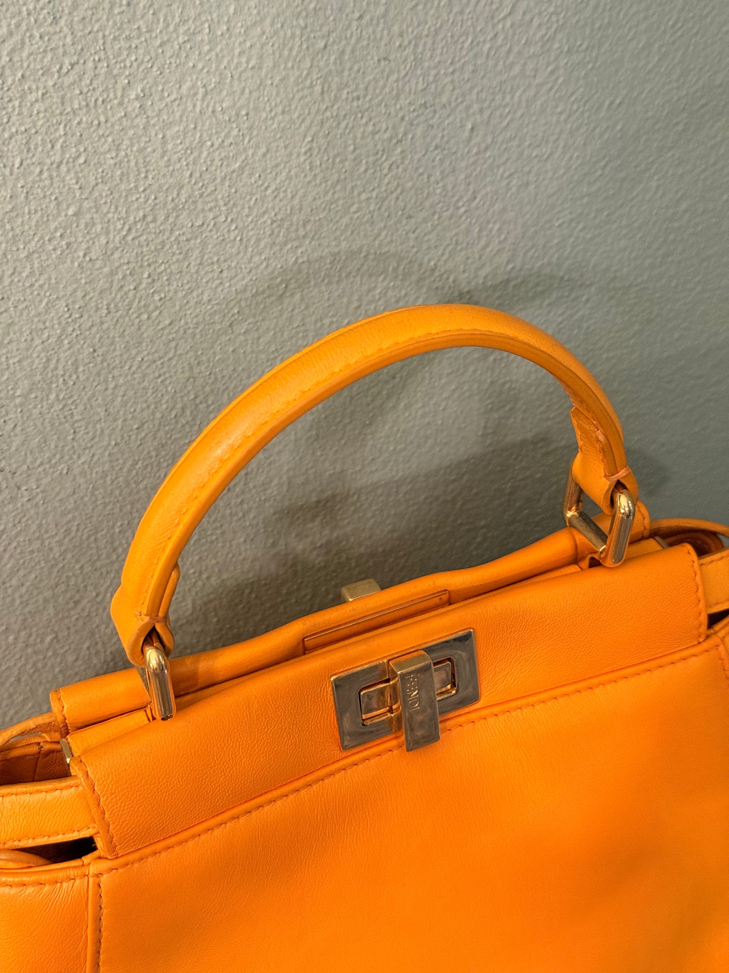 FENDI ORANGE SMALL PEEKABOO HANDBAG
