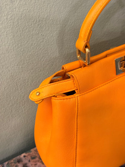 FENDI ORANGE SMALL PEEKABOO HANDBAG