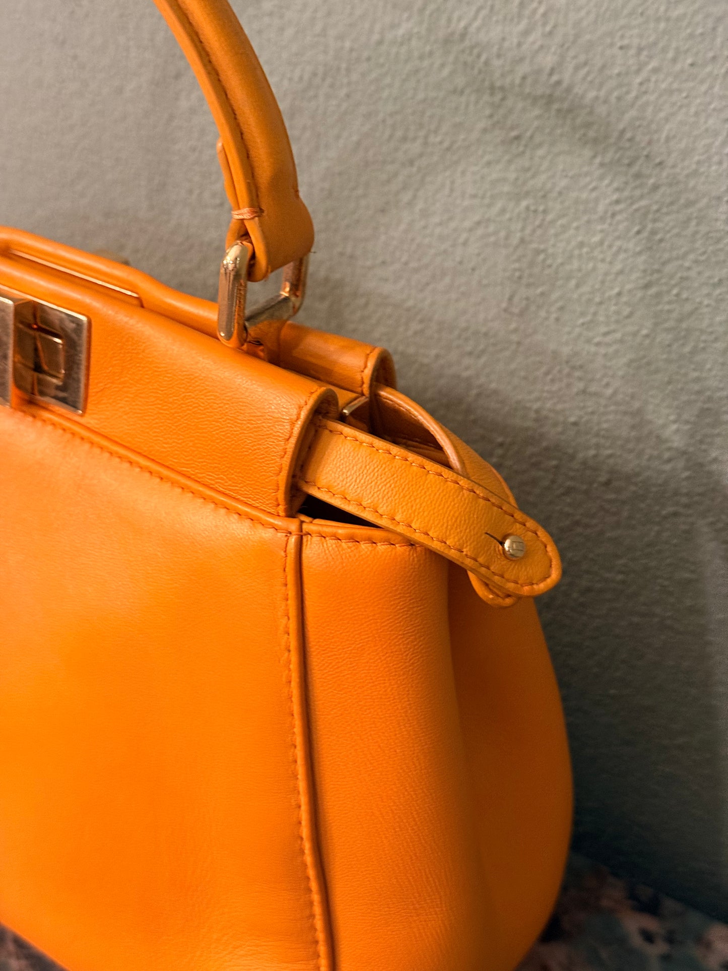 FENDI ORANGE SMALL PEEKABOO HANDBAG