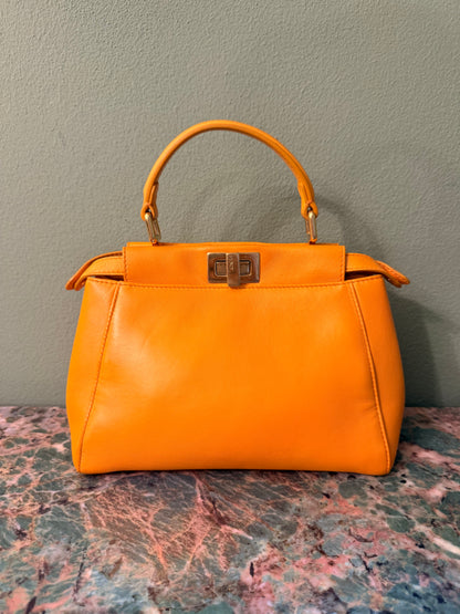 FENDI ORANGE SMALL PEEKABOO HANDBAG