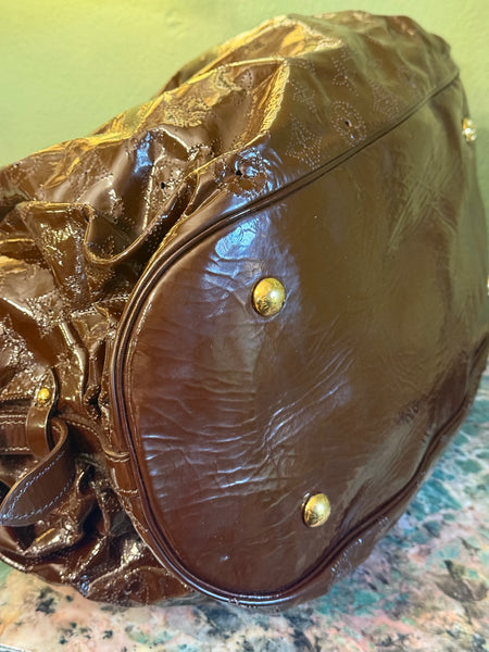 LOUIS VUITTON BROWN PATENT MAHINA HANDBAG