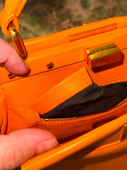 FENDI ORANGE SMALL PEEKABOO HANDBAG